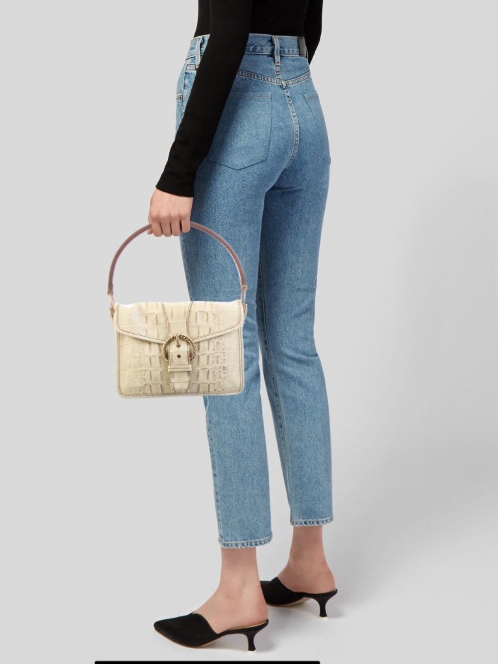 MIU MIU Croc Embossed Leather Bag Made in Italy